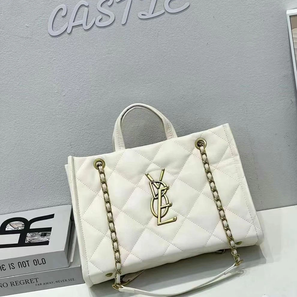 2025新款高级感经典单肩女包菱格链条包大容量通勤斜跨百搭托特包