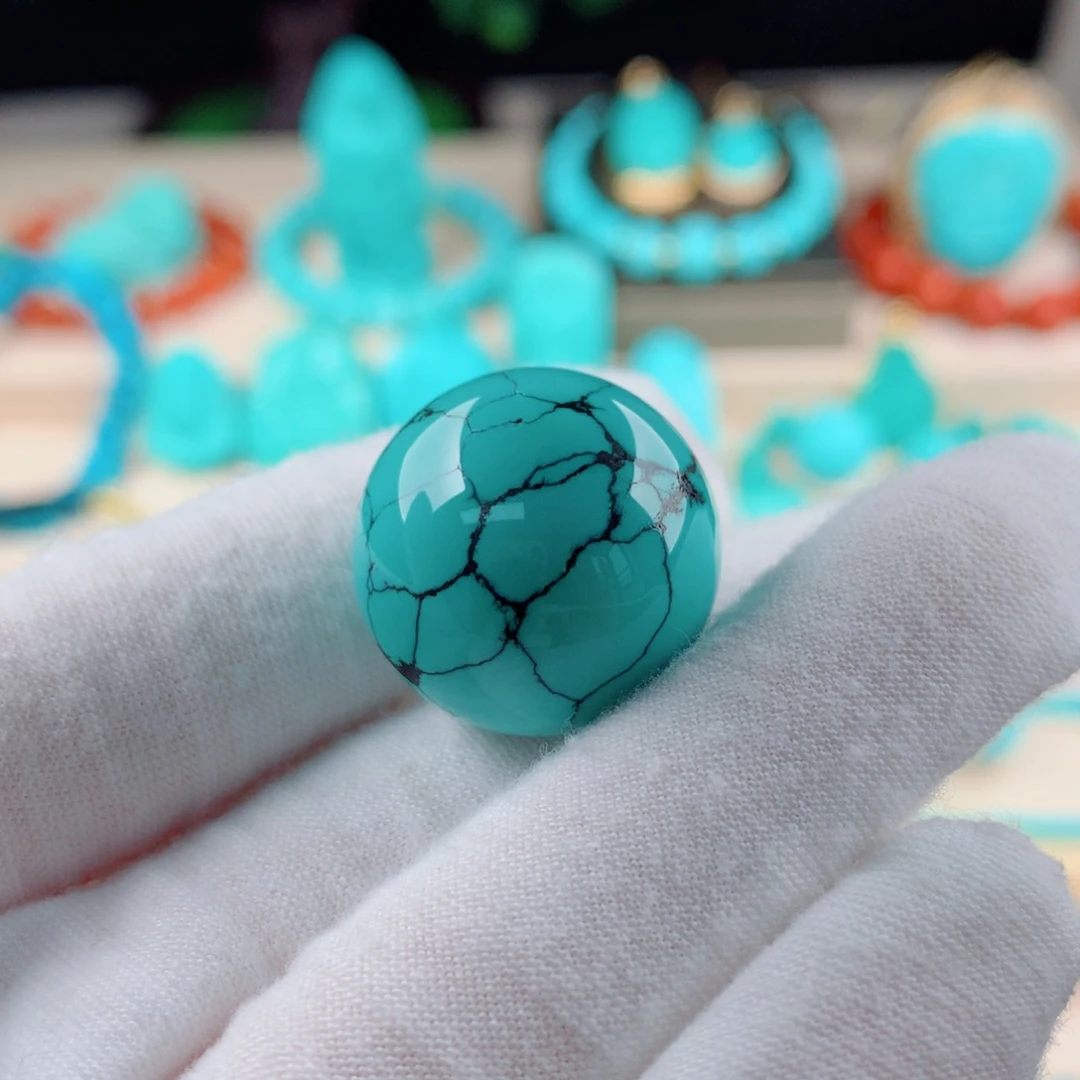 绿松石网花纹圆珠卡21.6未镶嵌