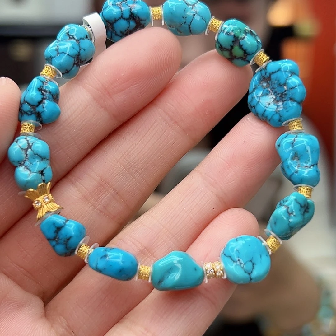 绿松石珠宝奇石18K金镶嵌