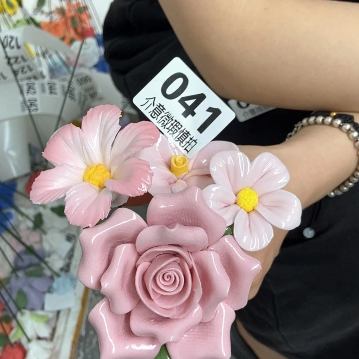 摆件手工制作陶瓷花