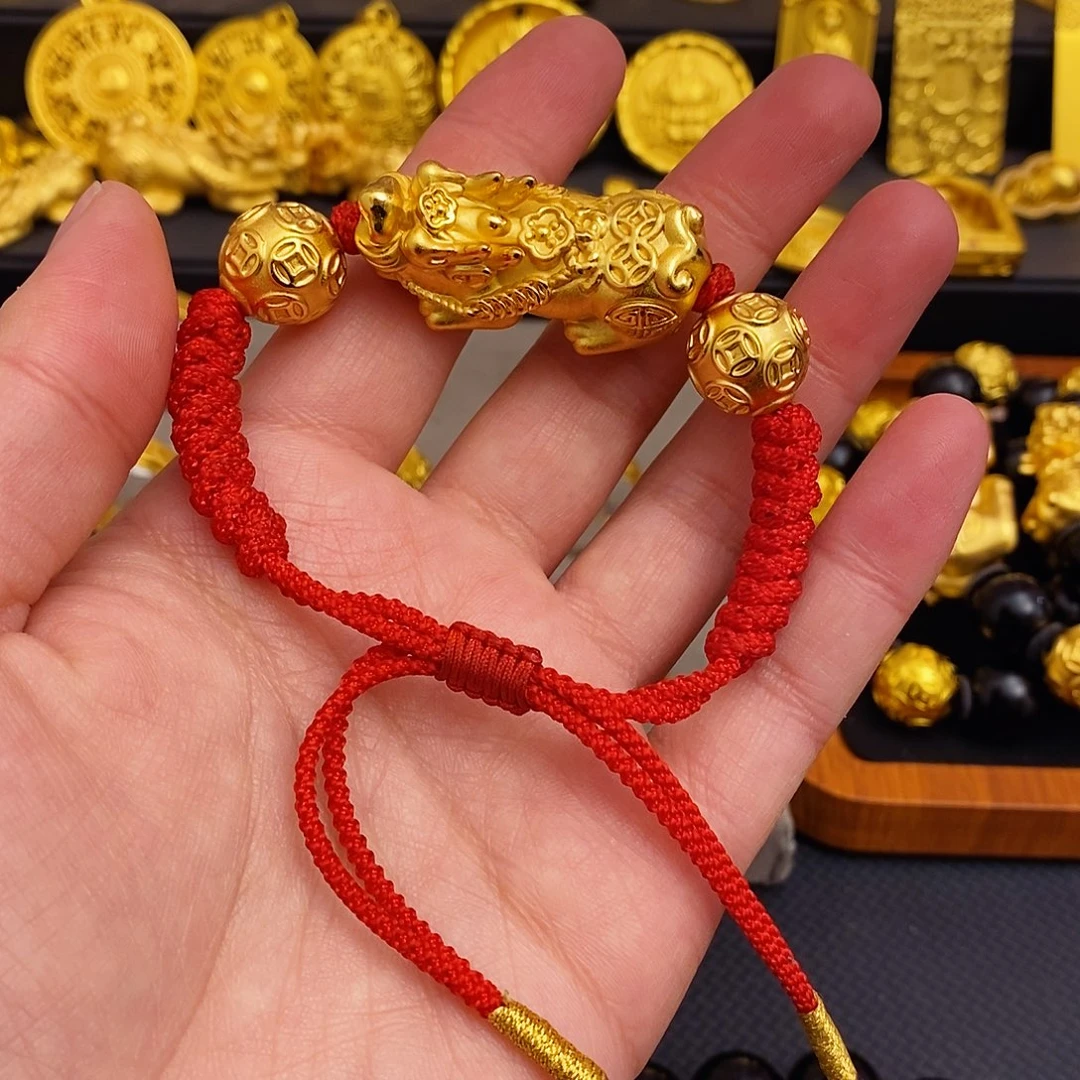 合金空心红绳貔貅手串