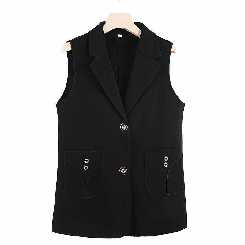 西装领马甲女春秋新款中年妈妈外穿坎肩背心宽松大码无袖上衣马夹