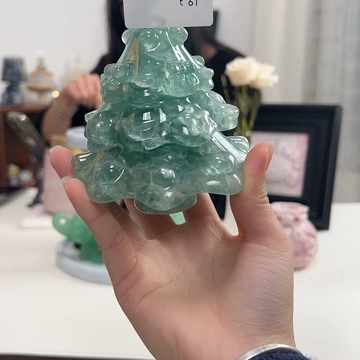 石材t61绿萤石圣诞树