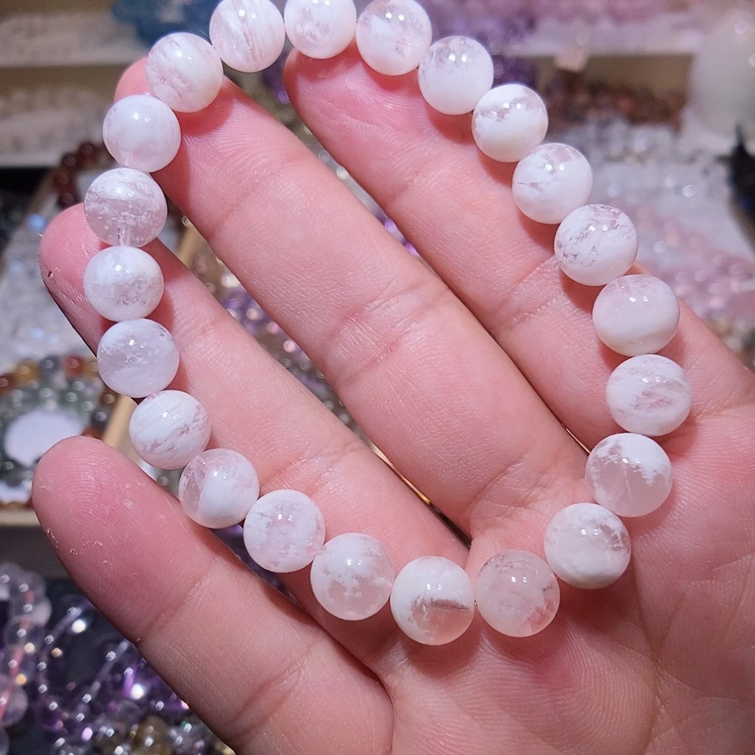 水晶未镶嵌手链粉雪花9.5mm