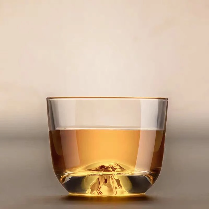 观山金色底透明茶杯双支装