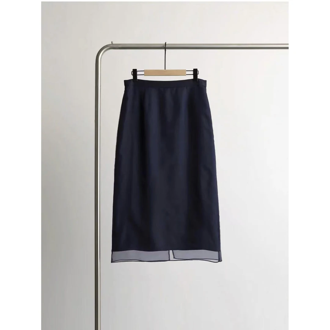 【CORIN YI】专柜同款真丝欧根纱&朦胧氛围美拼接半身裙