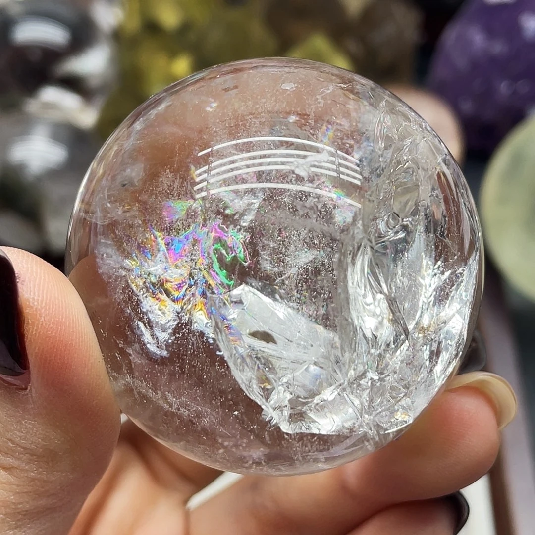 水晶珠宝半成品未镶嵌52爆彩白水50mm