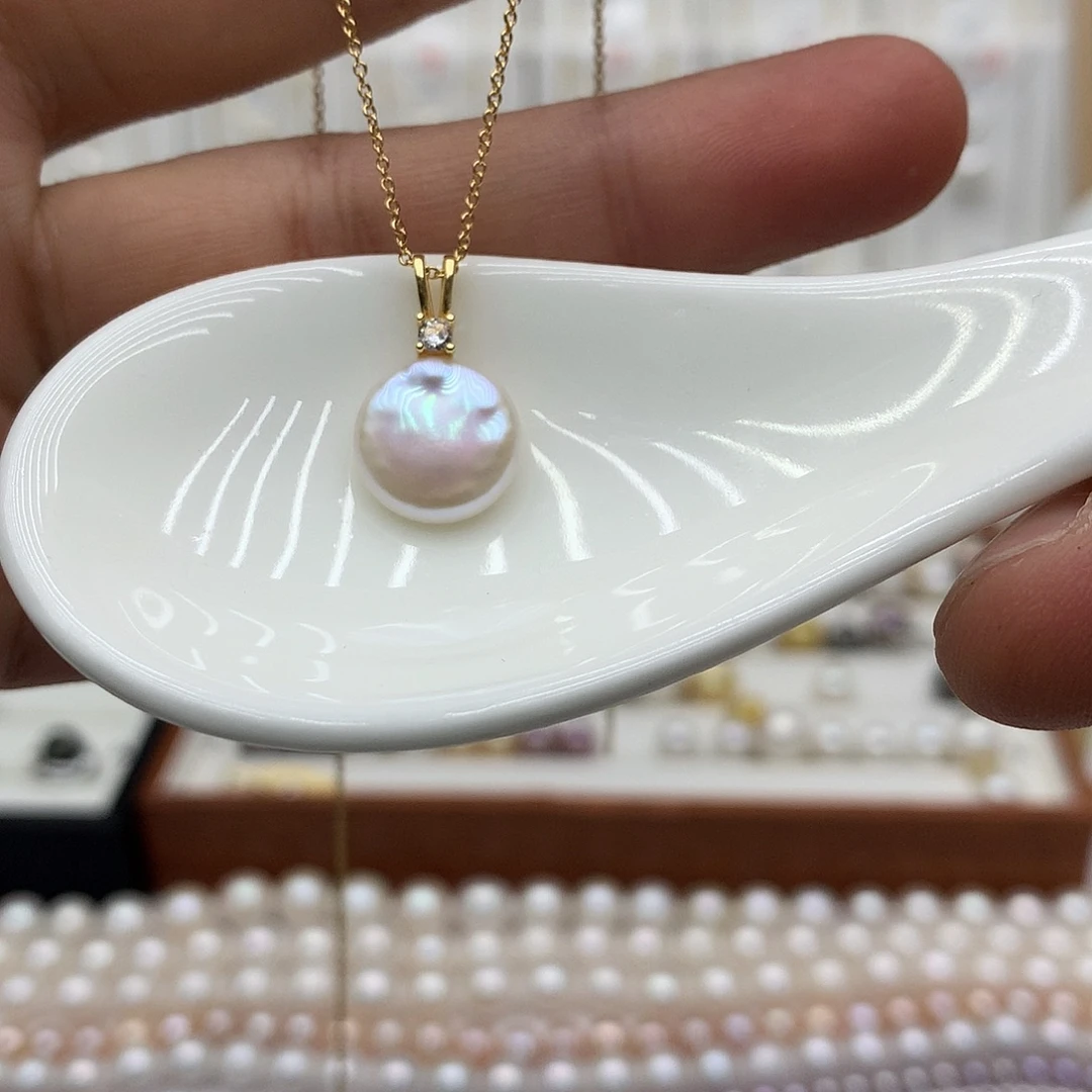 淡水珍珠银S925镶嵌吊坠(不含链)