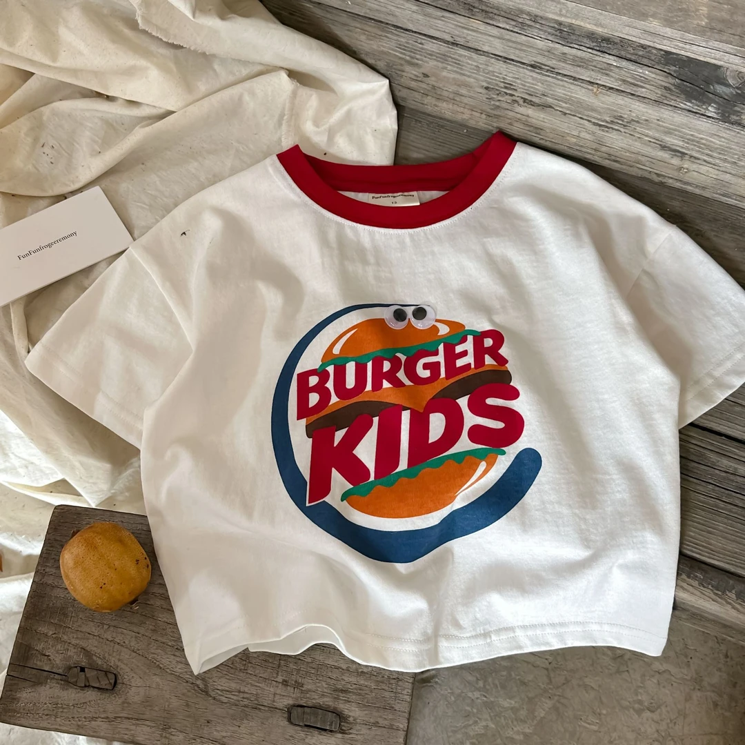 儿童短袖2025夏装新品男女童夏季卡通短袖T恤宝宝刺绣T恤衫潮