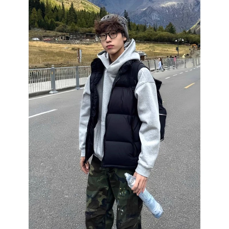 美式高街痞帅棉服马甲男款冬季加厚保暖立领坎肩棉衣外套无袖背心