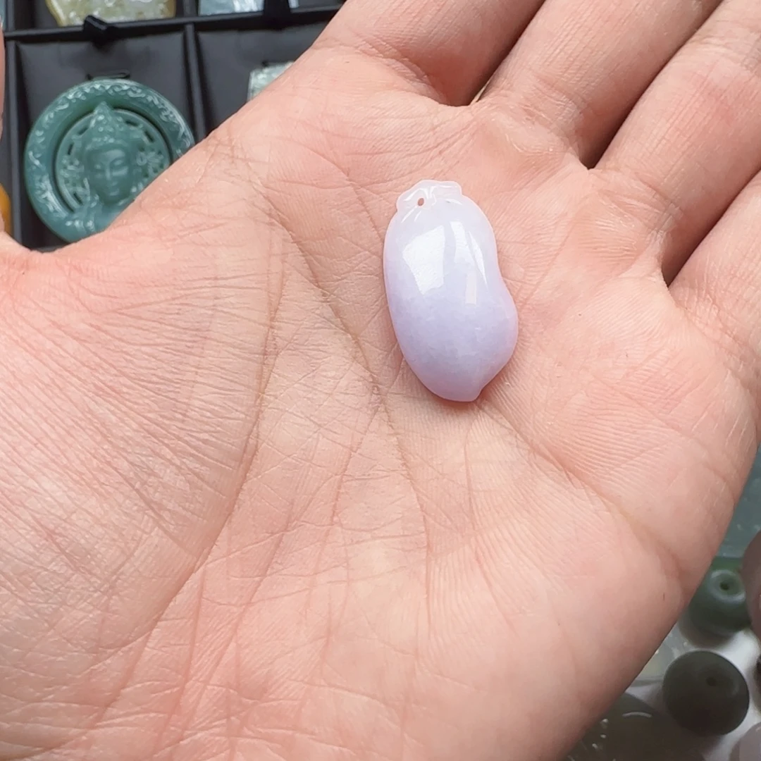 翡翠未镶嵌颈饰紫底小豆