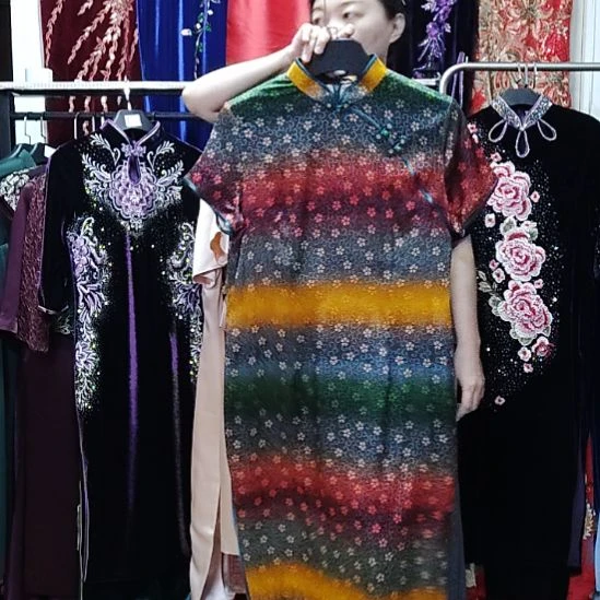 4XL旗袍桑蚕丝短款