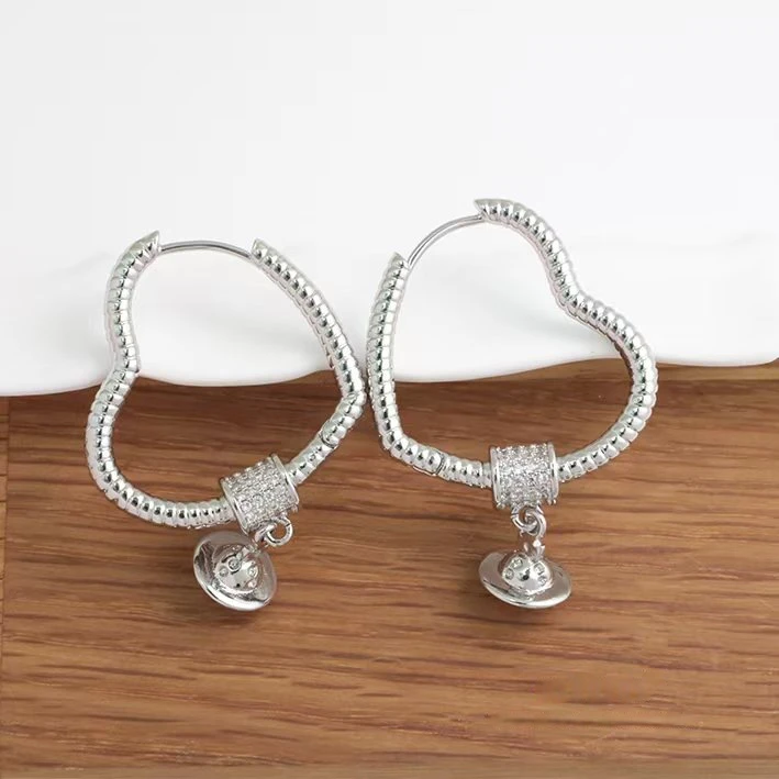 铜合金锆石耳饰 1052韩版定制快乐星球爱心耳环