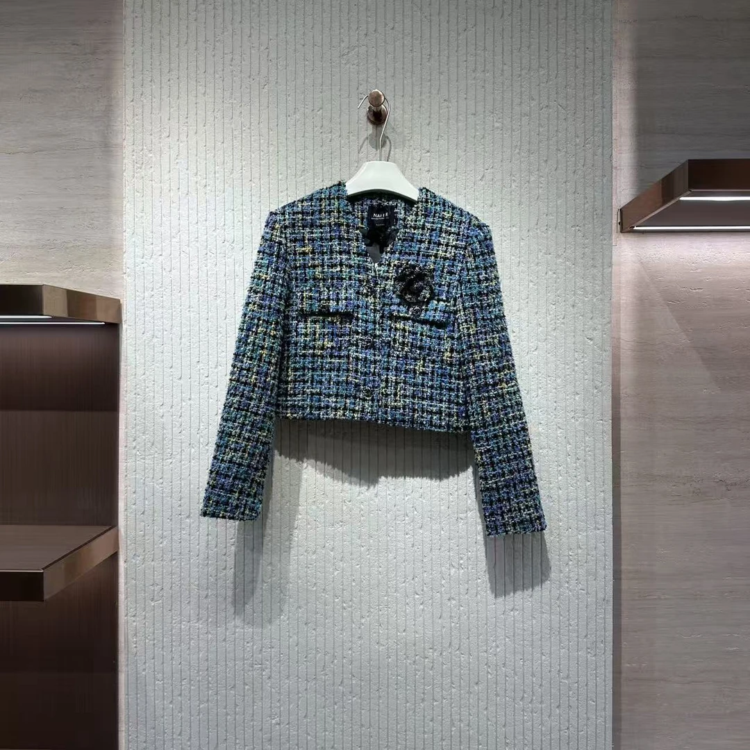 短款开襟重工设计师高奢小香风单排扣短外套秋季