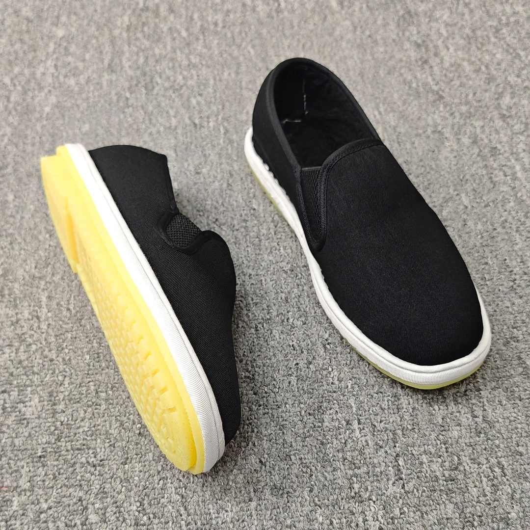 冬季老北京布鞋男士牛筋底加绒棉鞋懒人一脚蹬保暖千层底软底布鞋