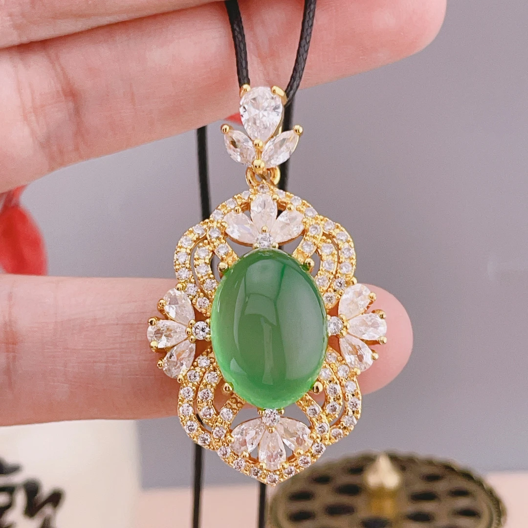 正品玛瑙玉髓项坠豪镶奢华宴会婚礼款吊坠高雅气质女款项链F706