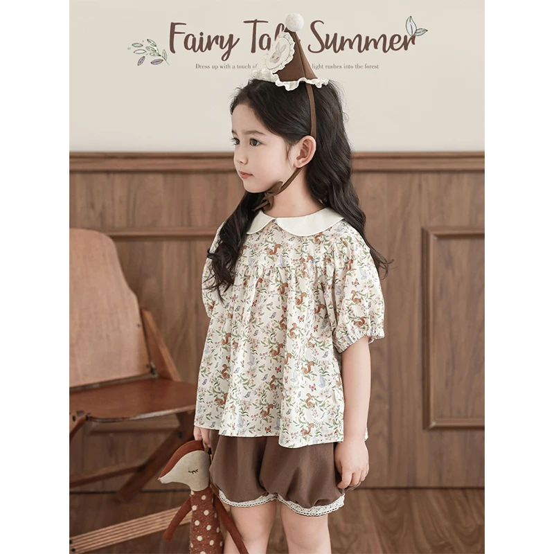 YOEHYAUL/幼悠【森系小兔】夏伍波上女童夏季原创可爱百搭短袖X5244