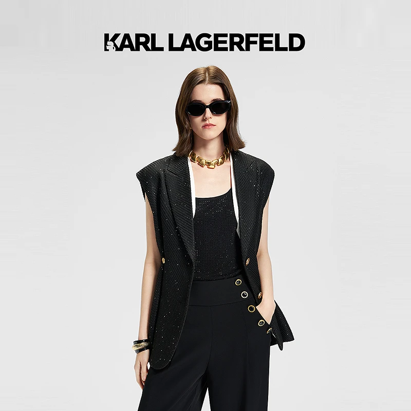 KARL LAGERFELD卡尔拉格斐2025春季新款西装领马夹老佛爷M21E3101