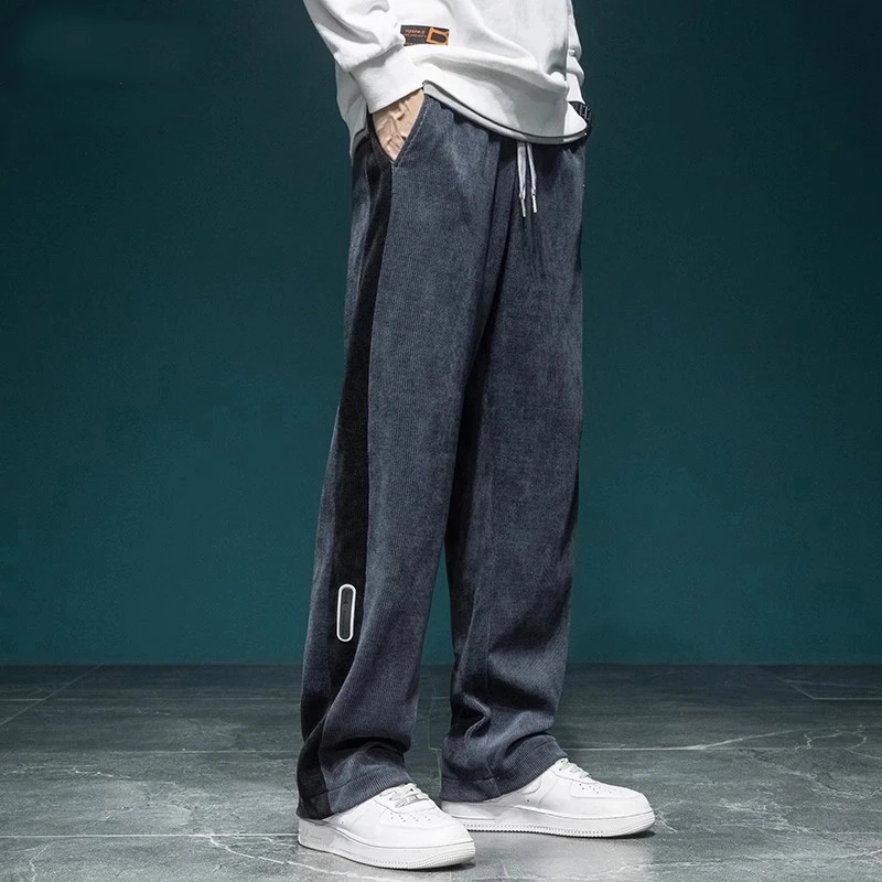 舒适加绒休闲裤男士宽松大码裤子秋季新款运动长裤秋冬潮牌直筒裤