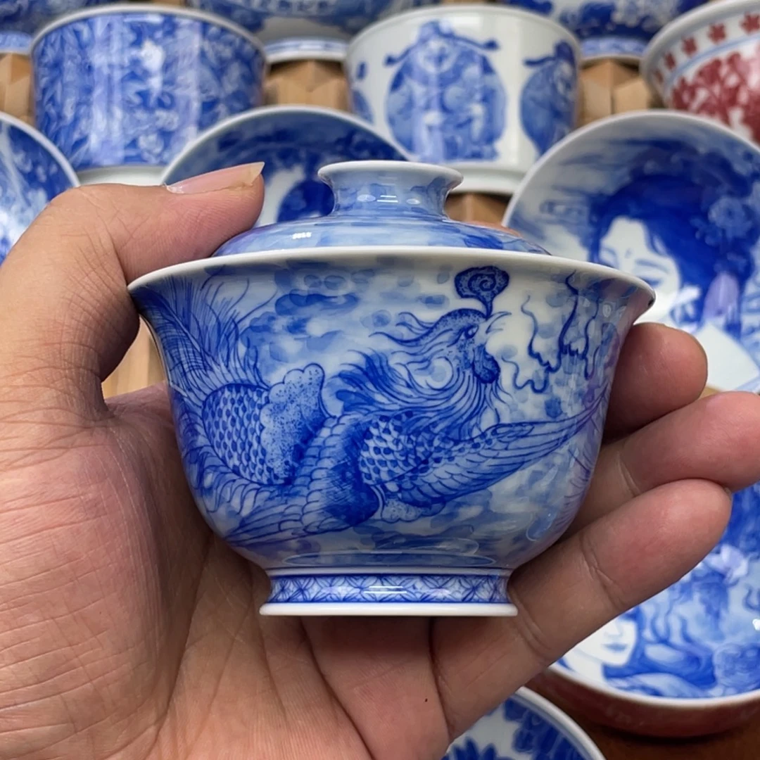 陶月楼 柴窑 凤凰盖碗