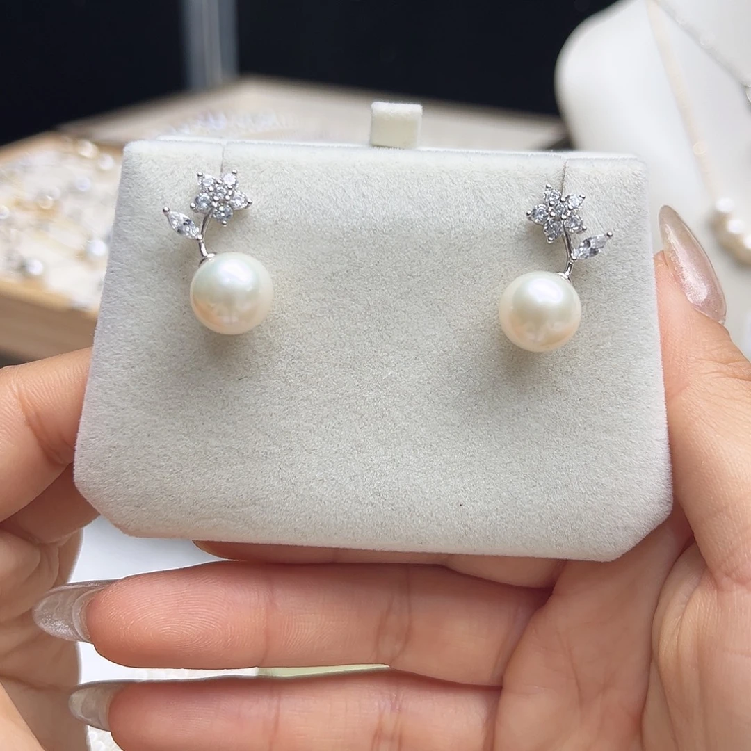 银S925镶嵌淡水珍珠耳饰