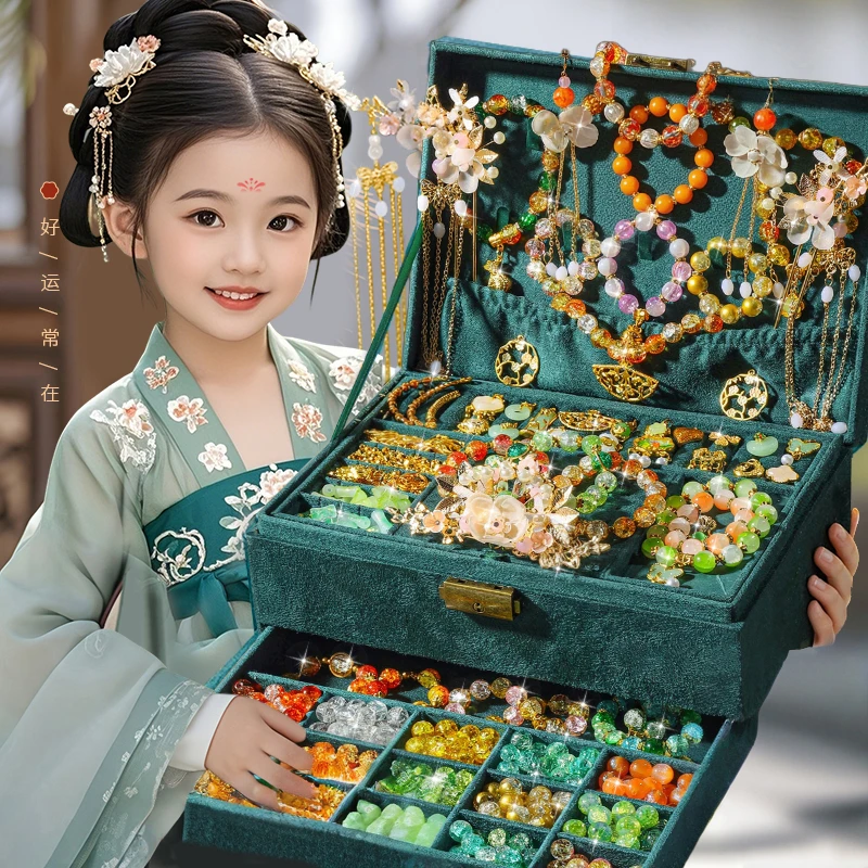 国风手链古风穿珠子玩具6-12岁爆款玩具小朋友生日礼物礼盒女孩子