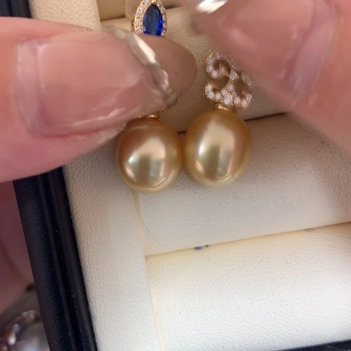 银S925镶嵌耳饰海水珍珠