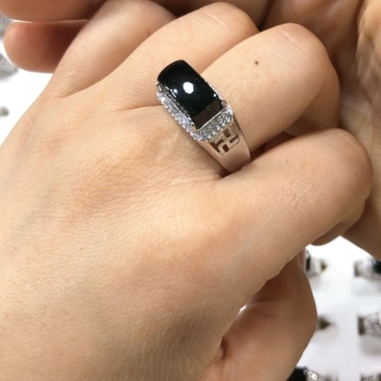 翡翠戒指银S925镶嵌缅甸天然A货翡翠