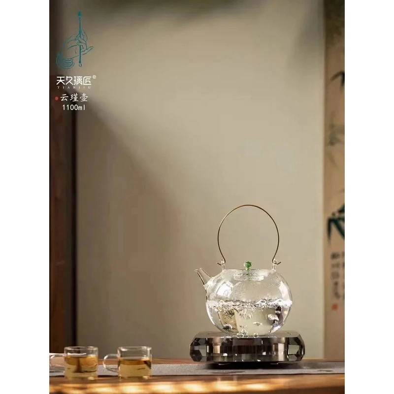 铜提梁把手高硼硅耐热玻璃电陶炉专用大容量烧煮水煮茶壶