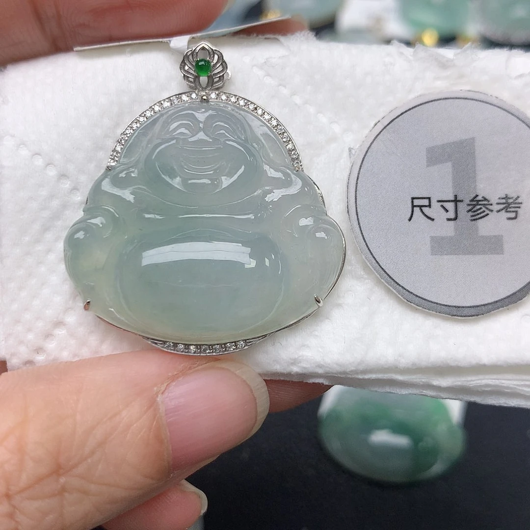 颈饰18K金镶嵌翡翠天然缅甸A货翡翠