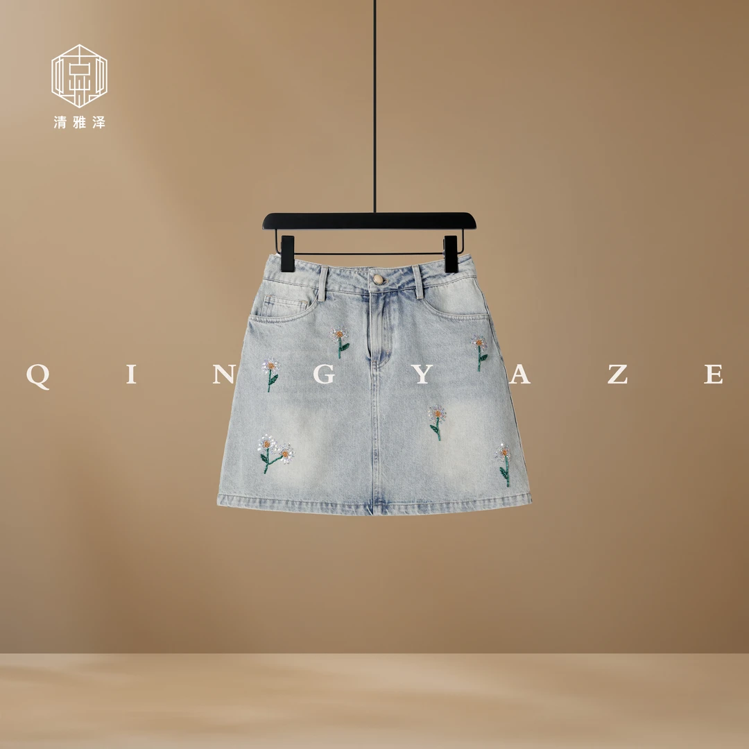 小雏菊！重工钉珠牛仔裙裤！GZ5773