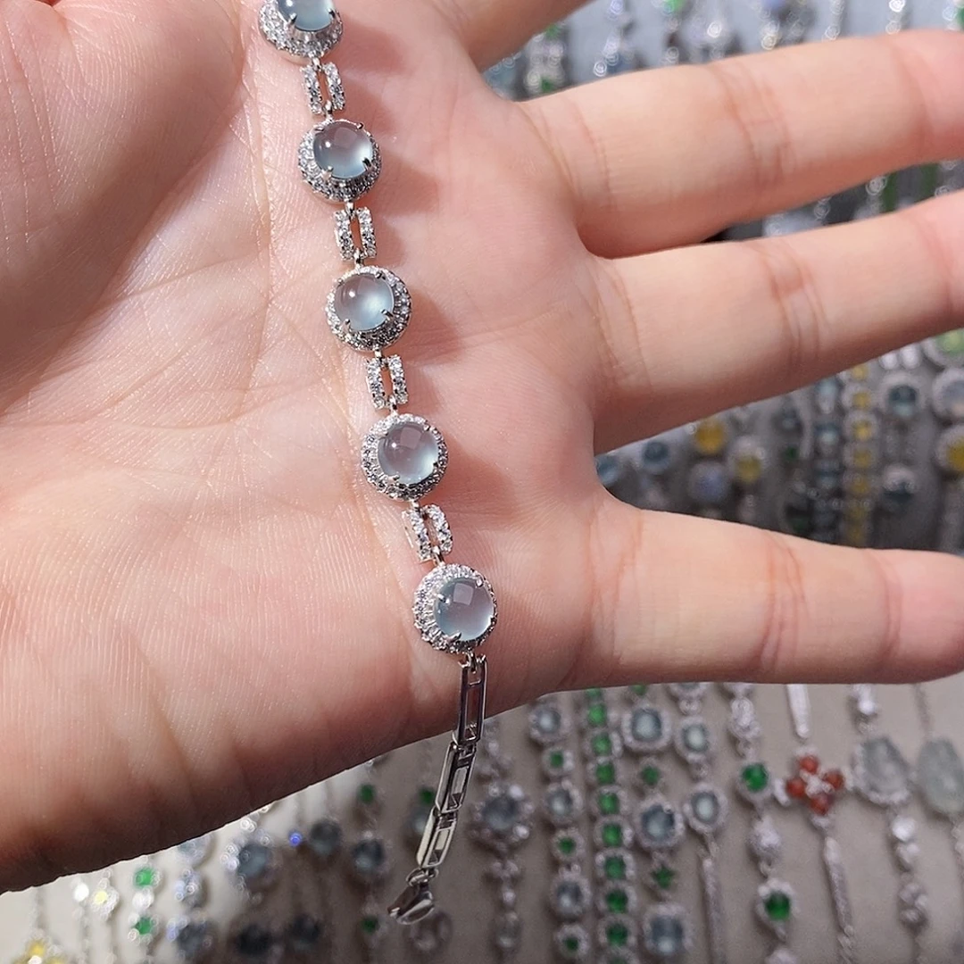 翡翠银S925镶嵌手链