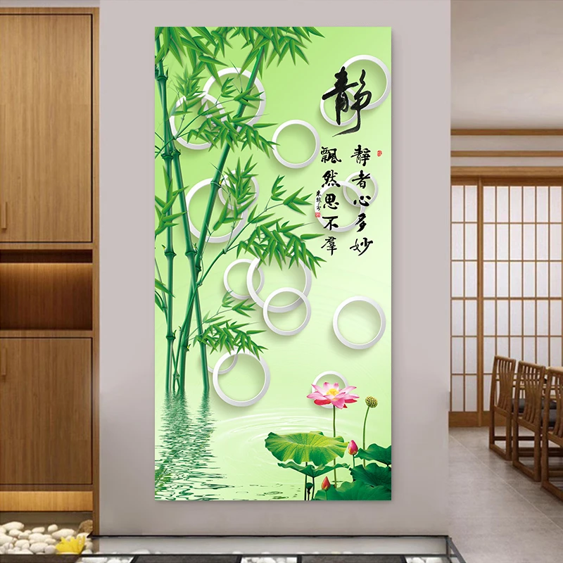 玄关入户门墙贴纸装饰画自粘3d立体壁画进门走廊年画客厅过道贴画