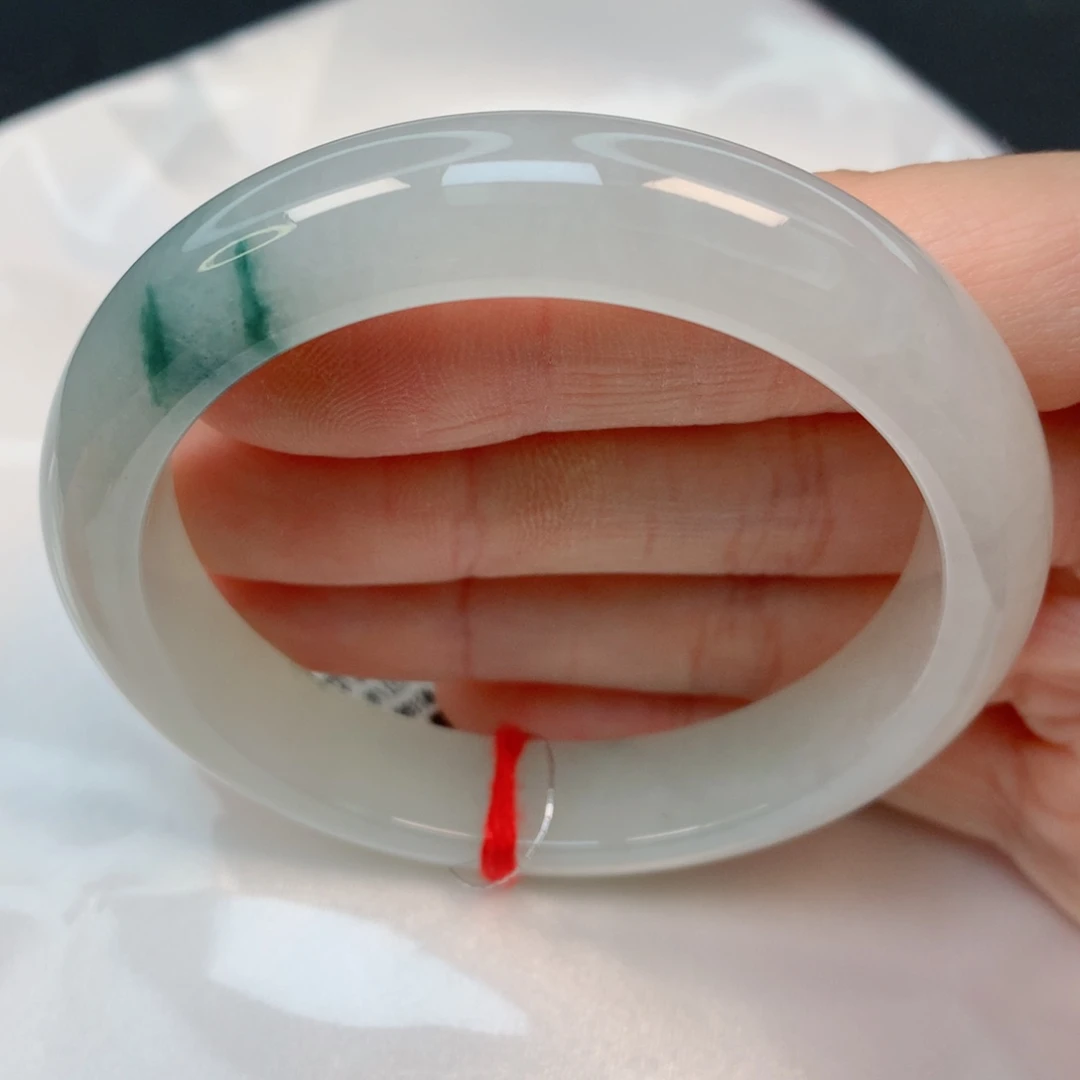 未镶嵌手镯翡翠54.4正圈，糯冰起光小飘花，强推，032