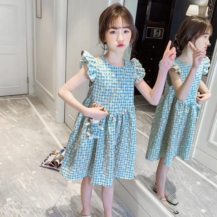 女童连衣裙2025新款夏装短袖洋气大童公主裙儿童夏季童装女孩裙子