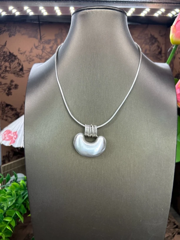 足银银制品 小郑家纯银手工簪刻坠链光面