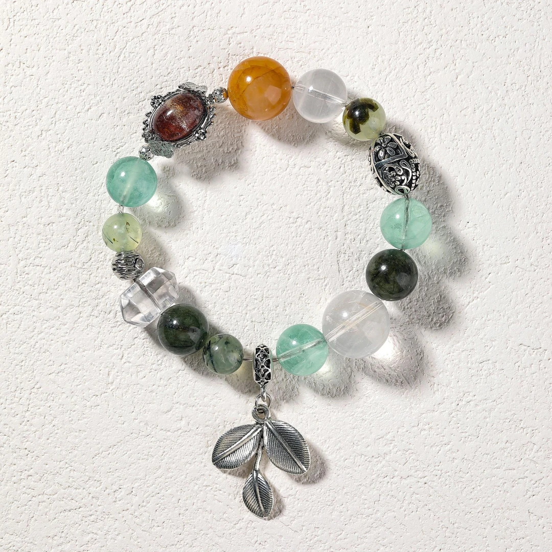 【大兵甄选】绿野仙踪葡萄石水晶绿发晶手串设计 多样性发其一