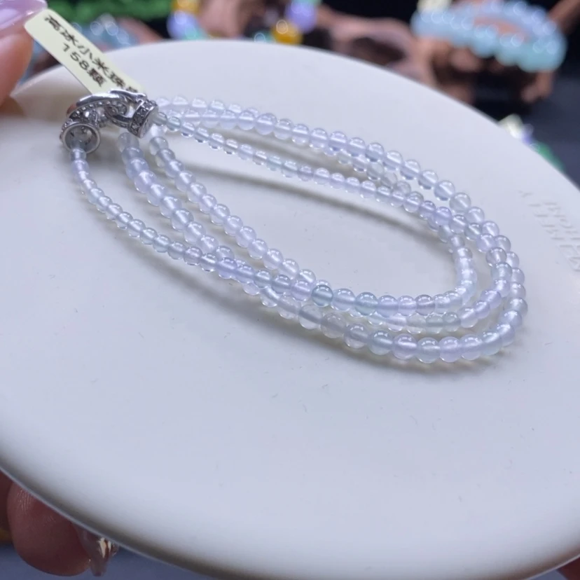 【闪购商品】翡翠颈饰未镶嵌翡翠高冰晴小米珠串卡3+