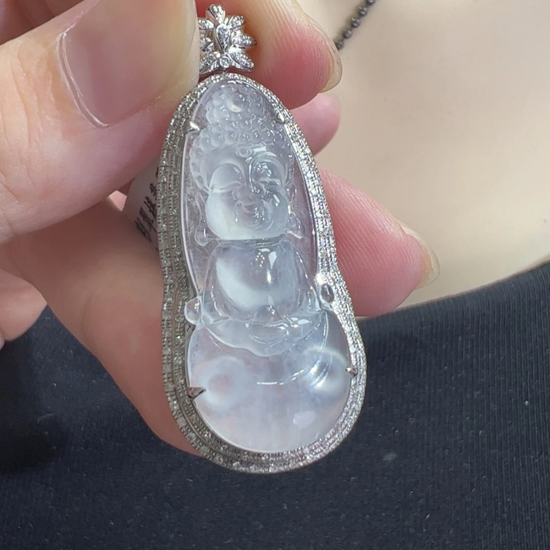 吊坠(不含链)18K金镶嵌翡翠