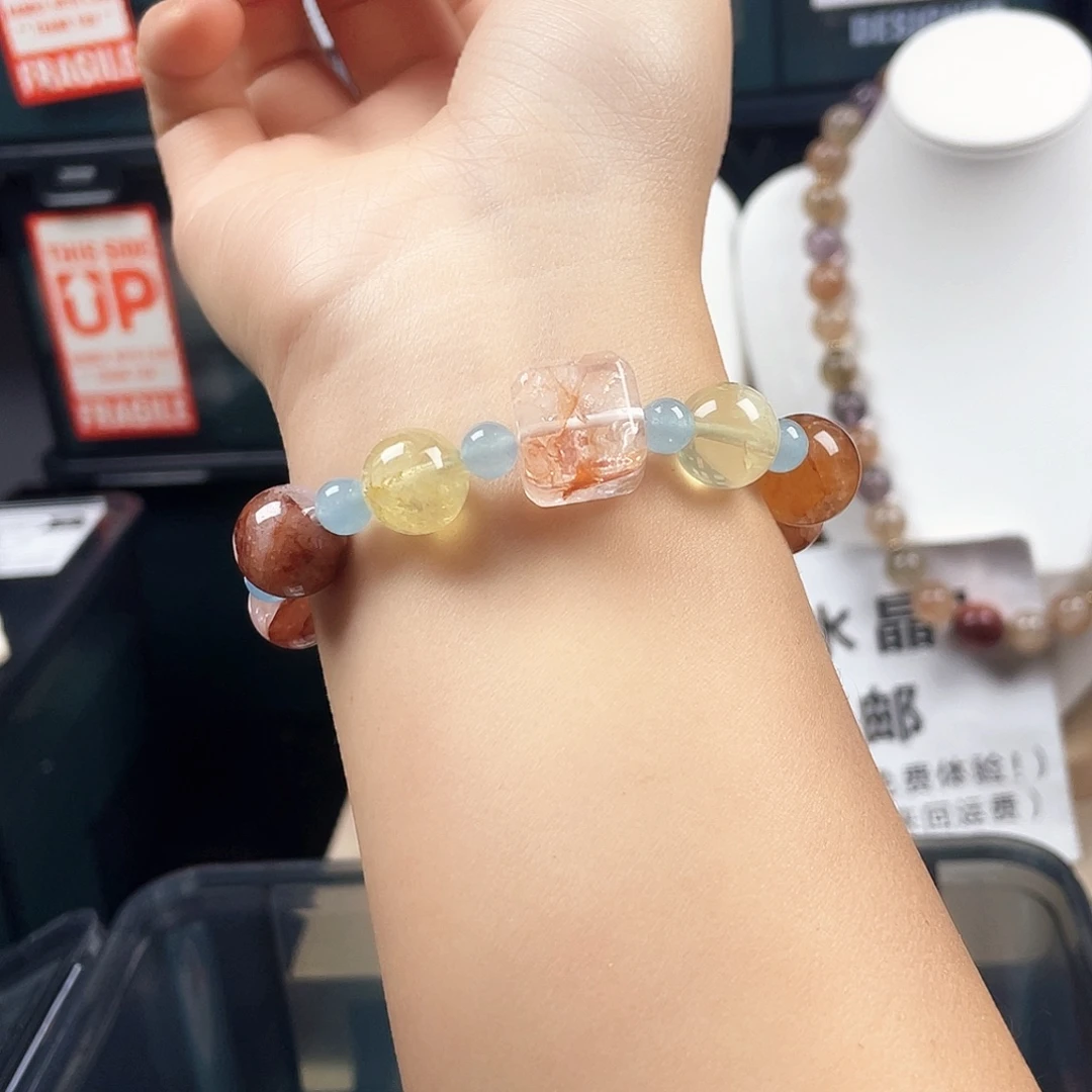 手链银S925镶嵌烟晶
