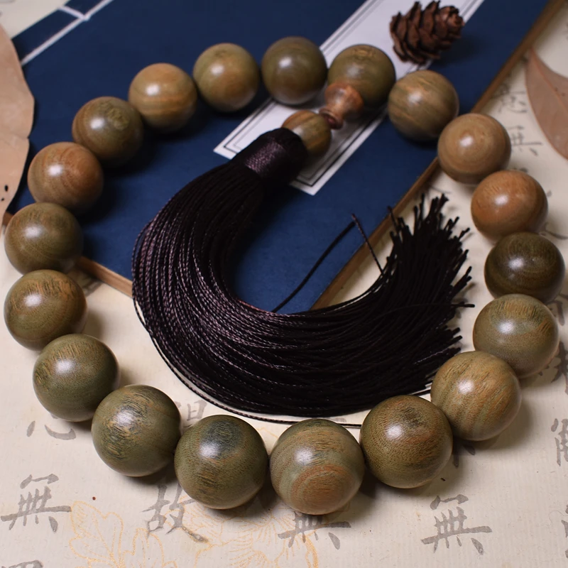 阿根廷绿檀手持佛珠手串男木质檀香汽车挂件19颗配饰念珠文玩手串