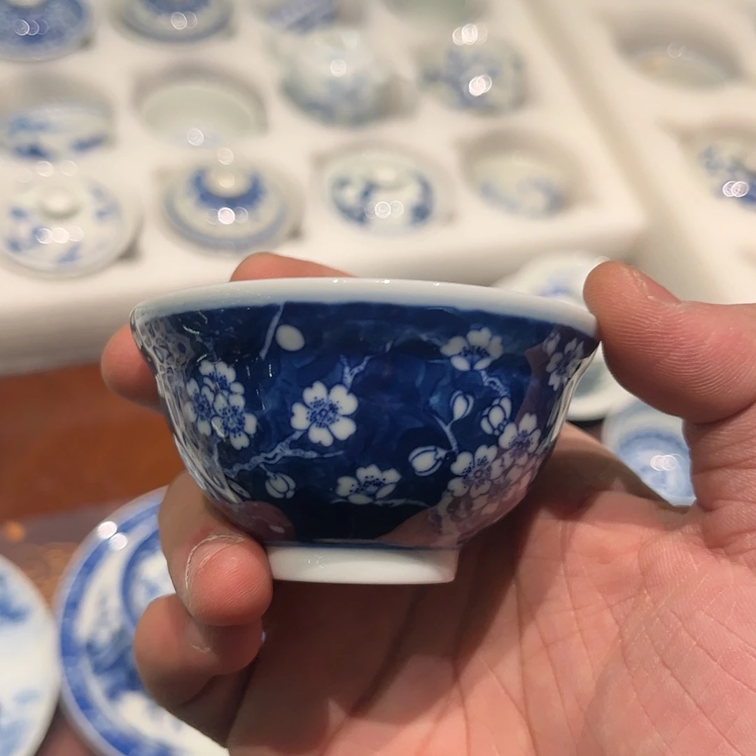 叶*青花冰梅主人杯一只