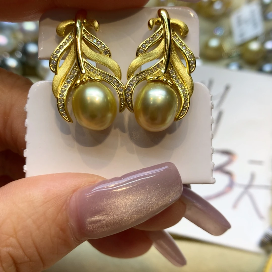 银S925镶嵌耳饰海水珍珠