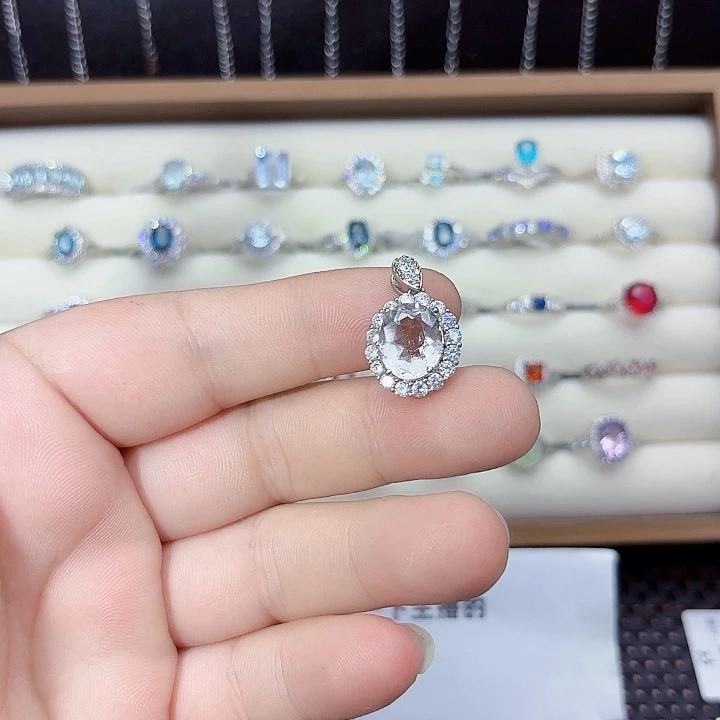 水晶吊坠(不含链)银S925镶嵌