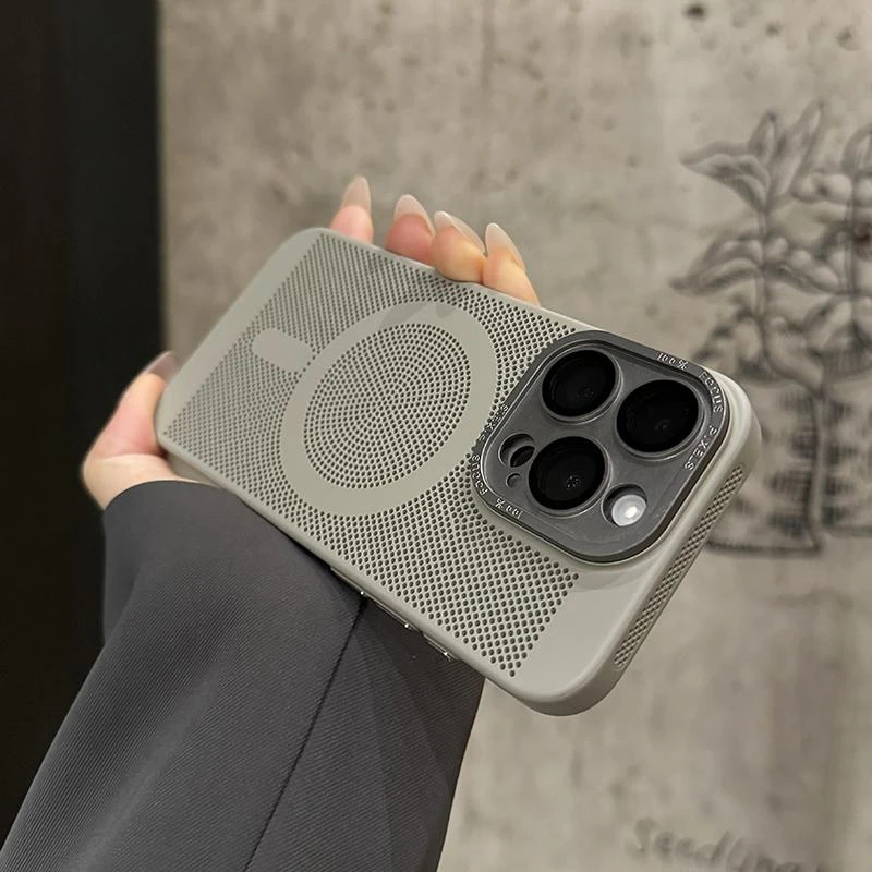 适用iphone16/15/14promax手机壳2025新款蜂窝散热16磁吸透气硬壳