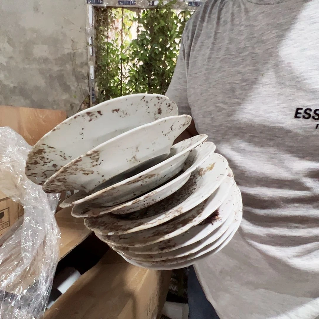 瓷片景德镇陶瓷老白胎6寸浮雕碟10只