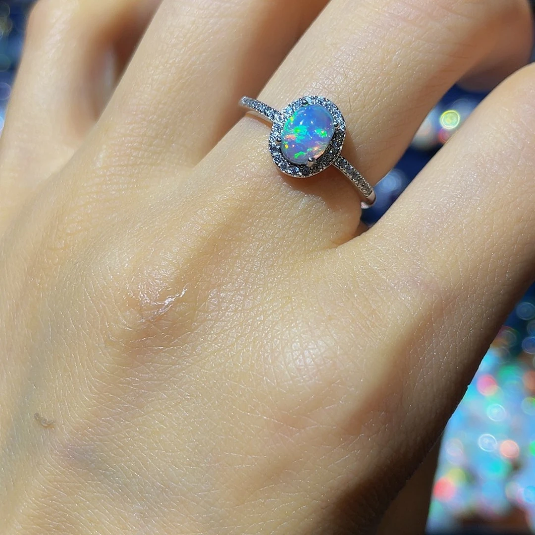 欧泊银S925镶嵌欧泊戒指