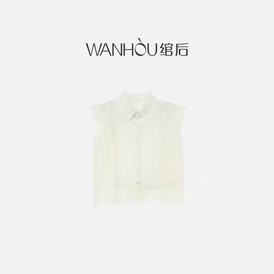 【C2583】#WH-设计师百搭澜纹雅韵蕾丝上衣时尚夏季透气XYZ