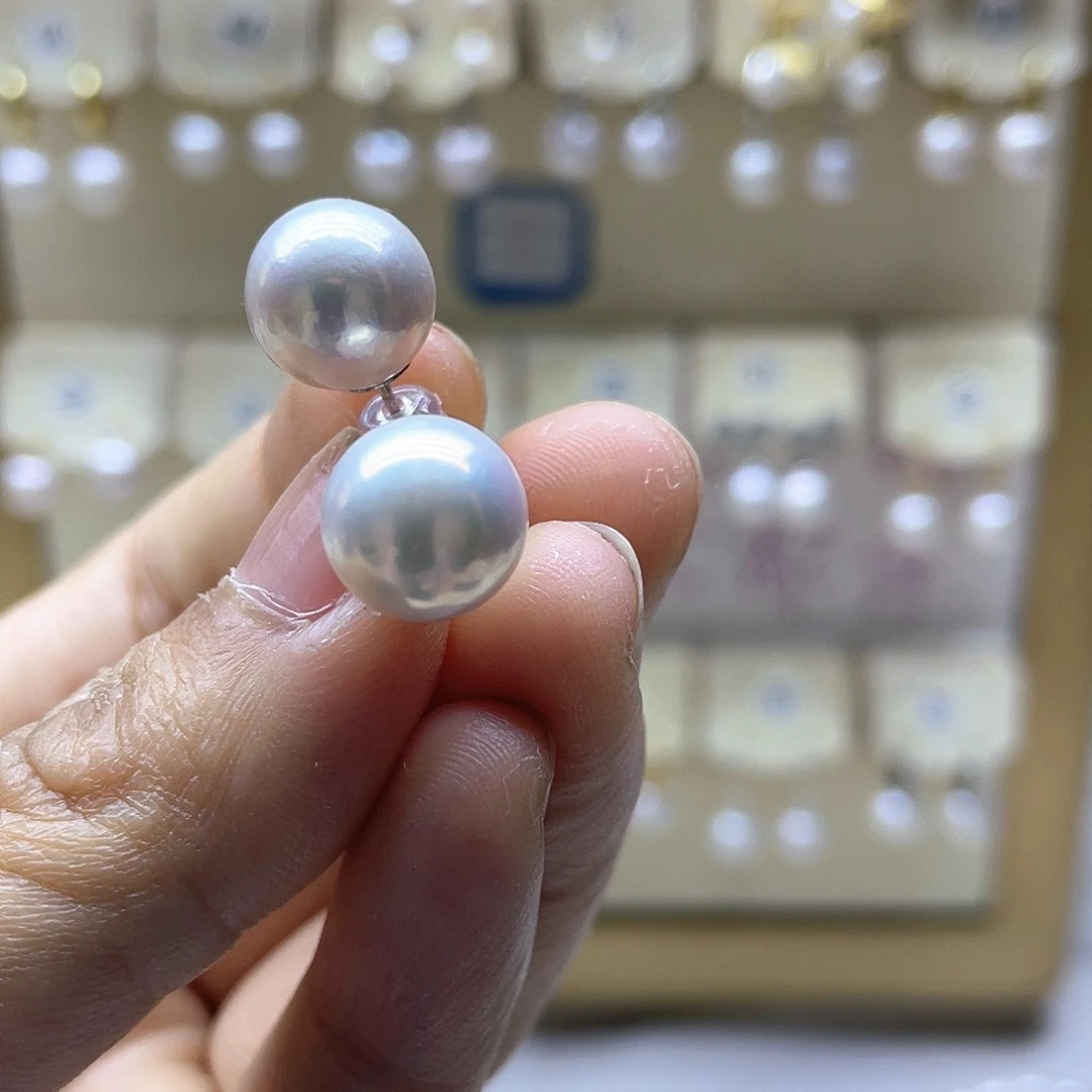 银S925镶嵌淡水珍珠耳饰