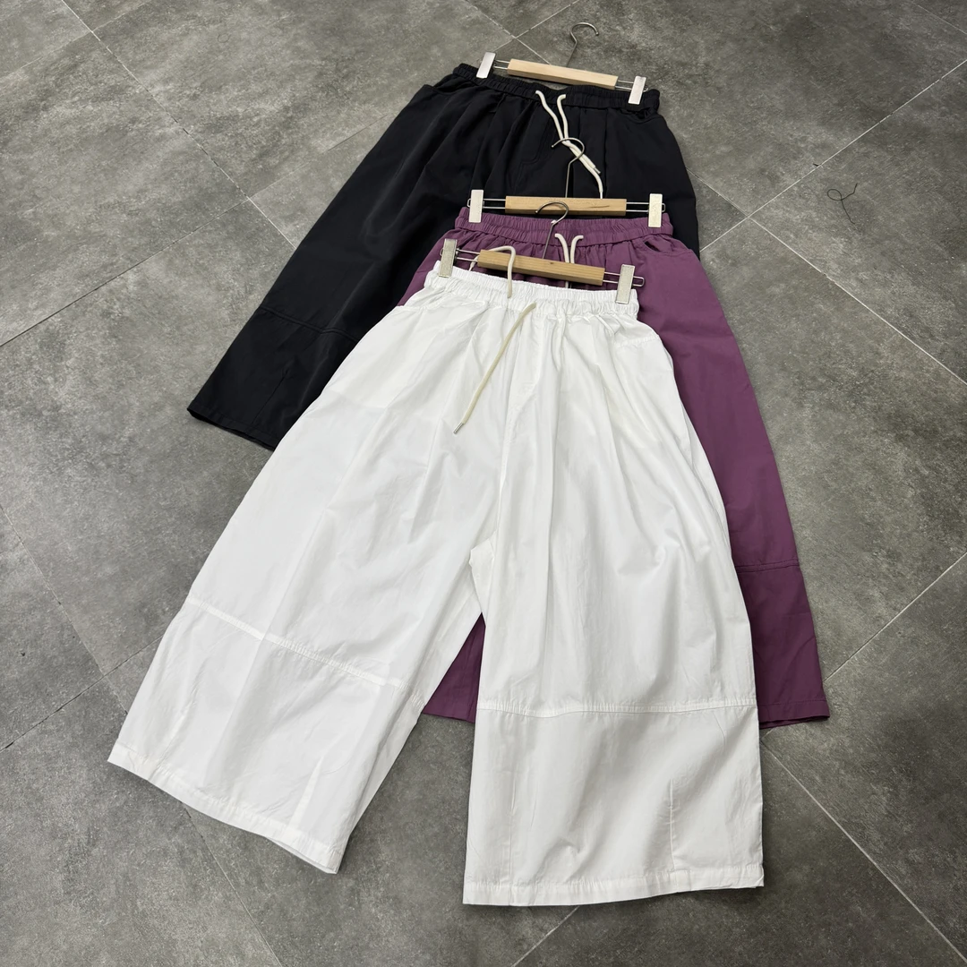 轻薄款~25夏!韩系宽松休闲百搭文艺透气松紧腰纯色直筒九分裤女